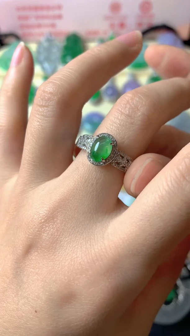 银S925镶嵌戒指翡翠m*y戒指