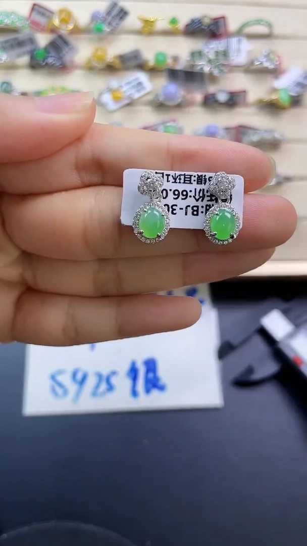 银S925镶嵌戒指翡翠翡翠 蛋面 银S925镶嵌