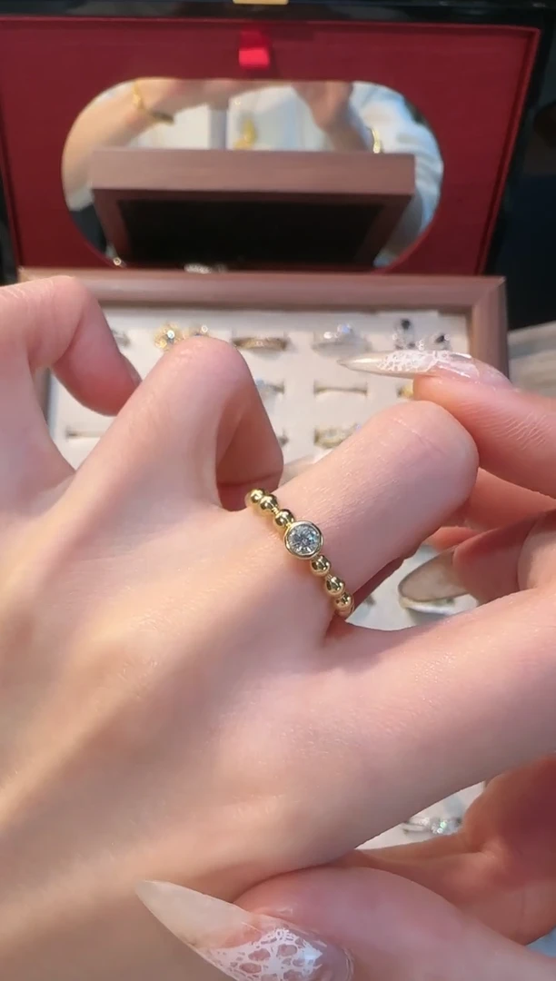 【闪购商品】钻石戒指/指环18K金镶嵌珠珠钻戒12#