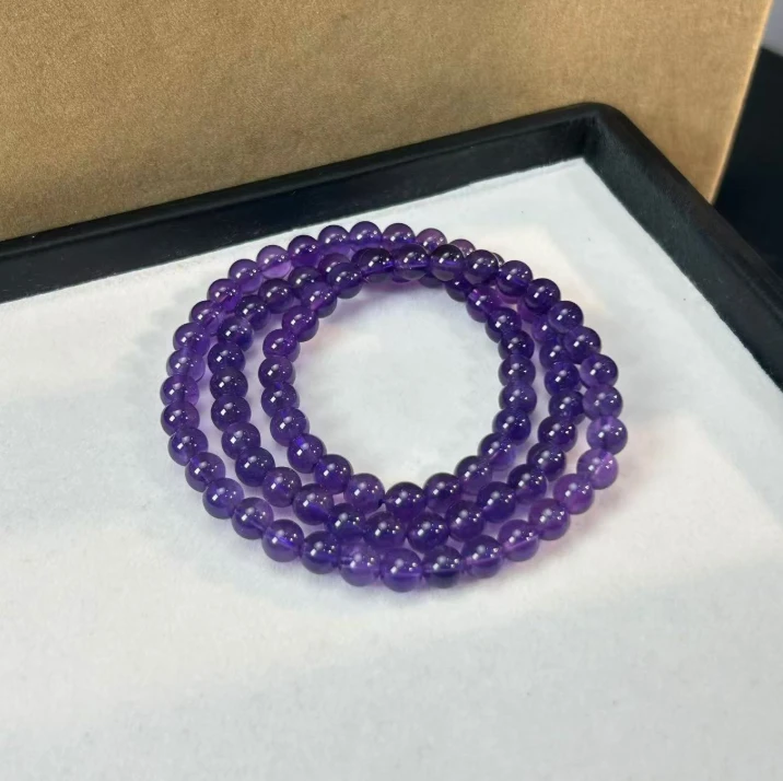 【睿泽鉴宝】紫水晶三圈手串多样性发一6mm V0222