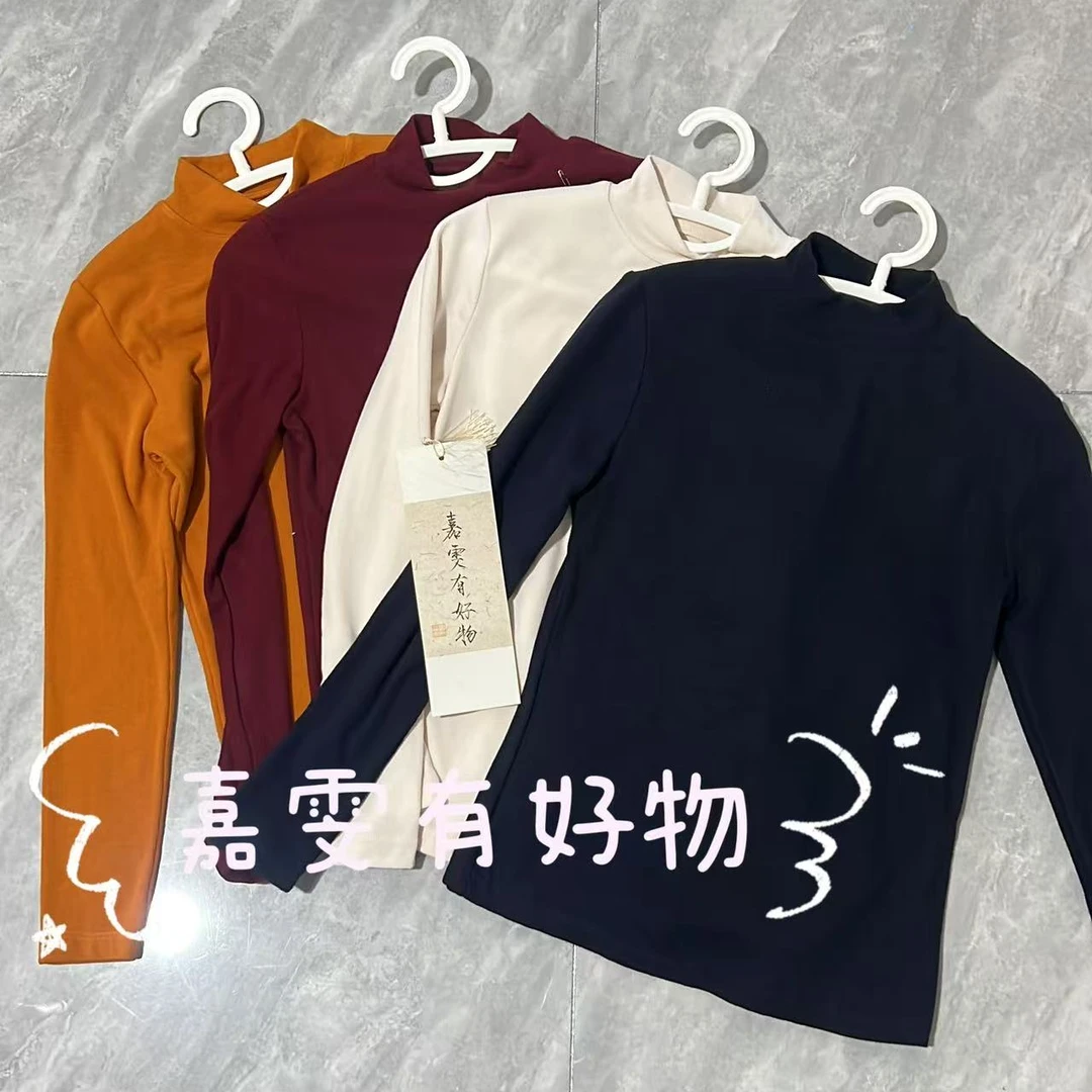 【27134 】螺纹圆领长袖套头保暖针织半高领女