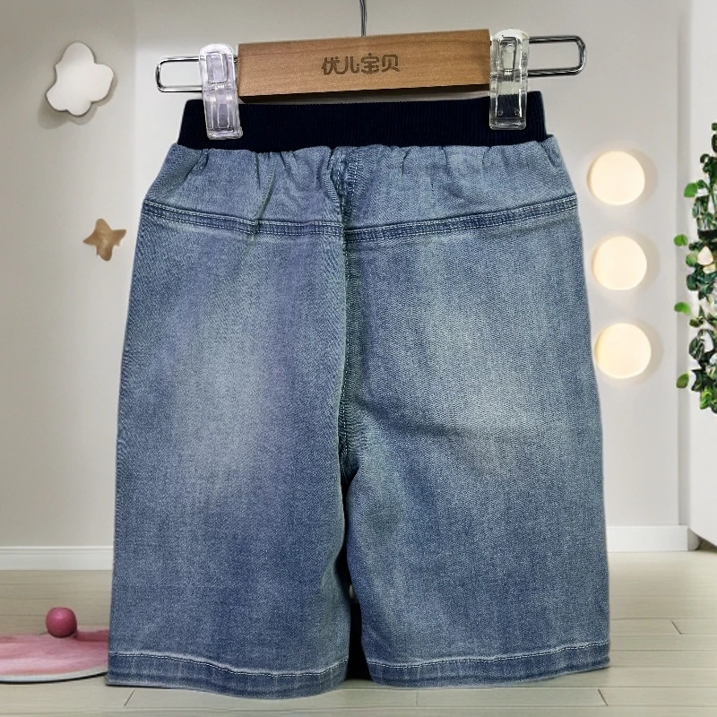 优儿宝贝1121931男童时尚休闲夏季夏款印花水洗百搭软牛仔五分裤