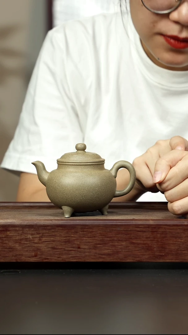 紫砂茶壶青段三足大彬如意