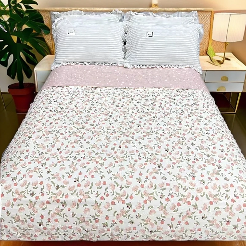 全工艺精梳斜纹软糯细腻双人被套2*.23（落樱缤纷）