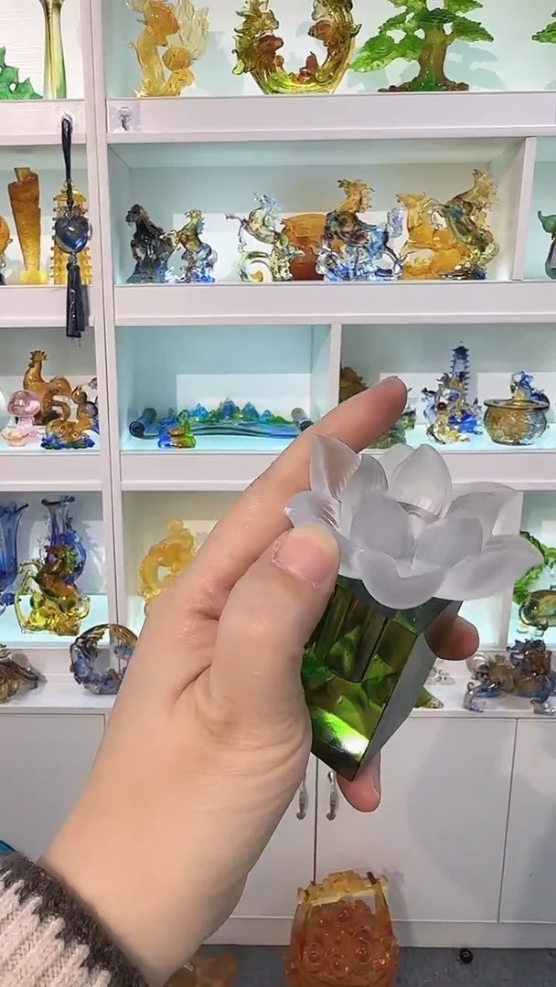 手工艺品琉璃莲花印章-可插线