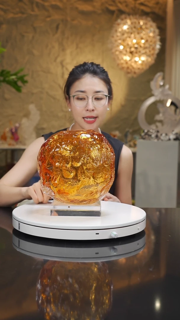 琉璃手工艺品设计款琥珀树纹花瓶