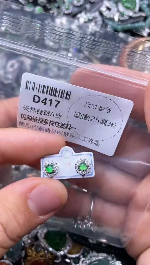 【闪购商品】翡翠颈饰未镶嵌D417耳钉