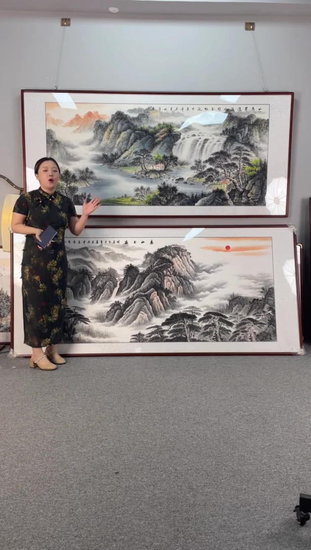 国画山为翠浪涌238*108纯手绘国画