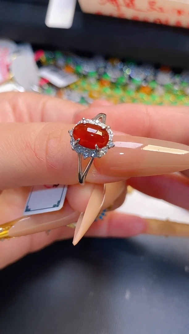 银S925镶嵌戒指翡翠天然