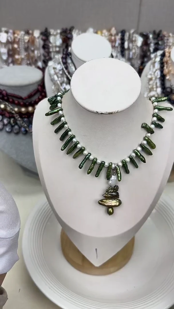 颈饰银S925镀金镶嵌淡水珍珠1