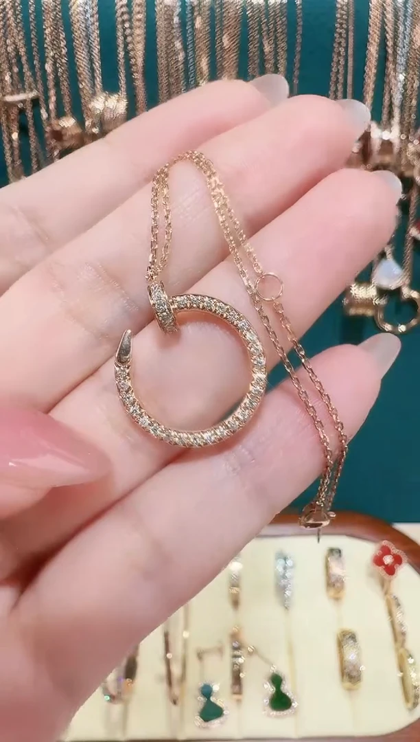 【闪购商品】钻石套链18K金镶嵌满钻钉子套链