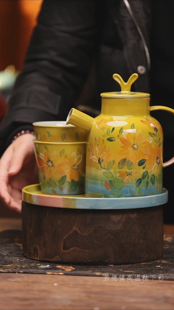 陶瓷景德镇高温釉下手绘陶瓷@L159@