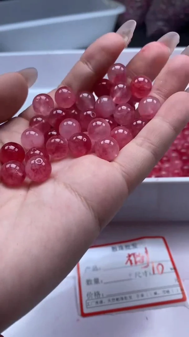 颈饰未镶嵌水晶W1651 卢比莱粉碧玺10MM*10颗