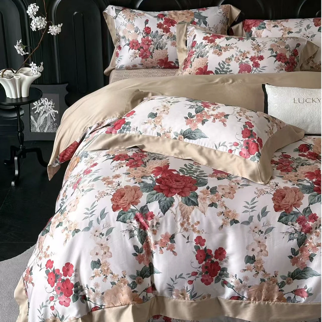 C7607 超细旦天丝棉数码印花100s标准四件套 朱丽叶200*230轻奢