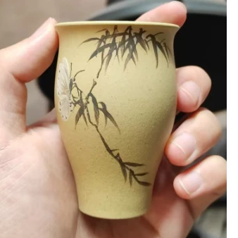 瓷0913-泥绘蝶恋竹