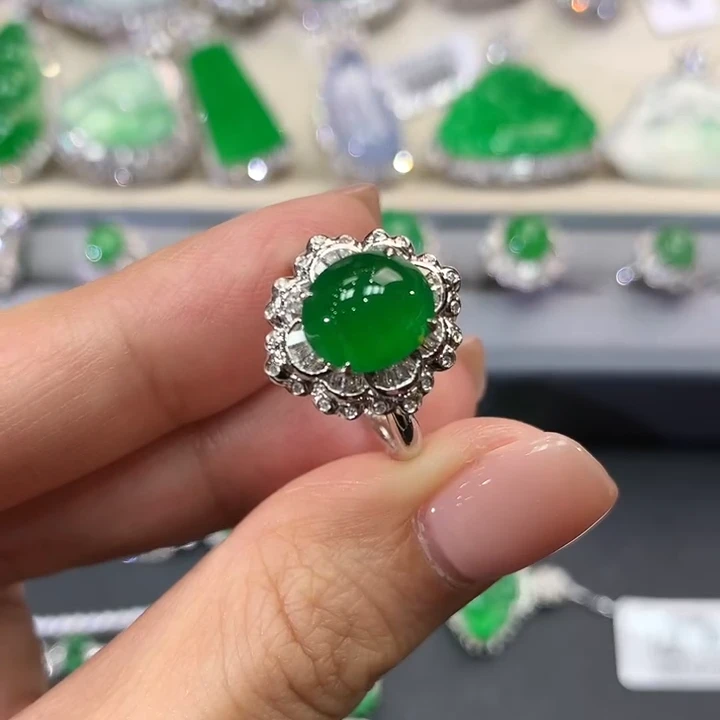 翡翠戒指18K金镶嵌a21多样性一件发货-JH 总价9800 尾款7800