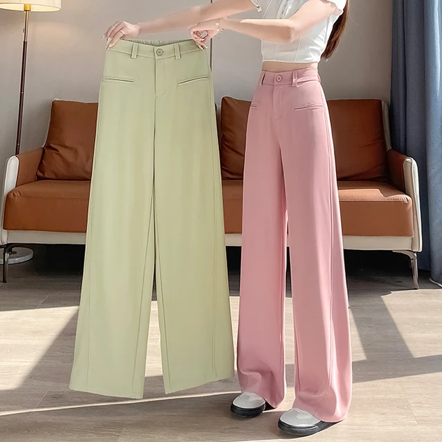 高级感垂感西装裤女夏季薄款2025新款爆款高腰显瘦窄版直筒阔腿裤