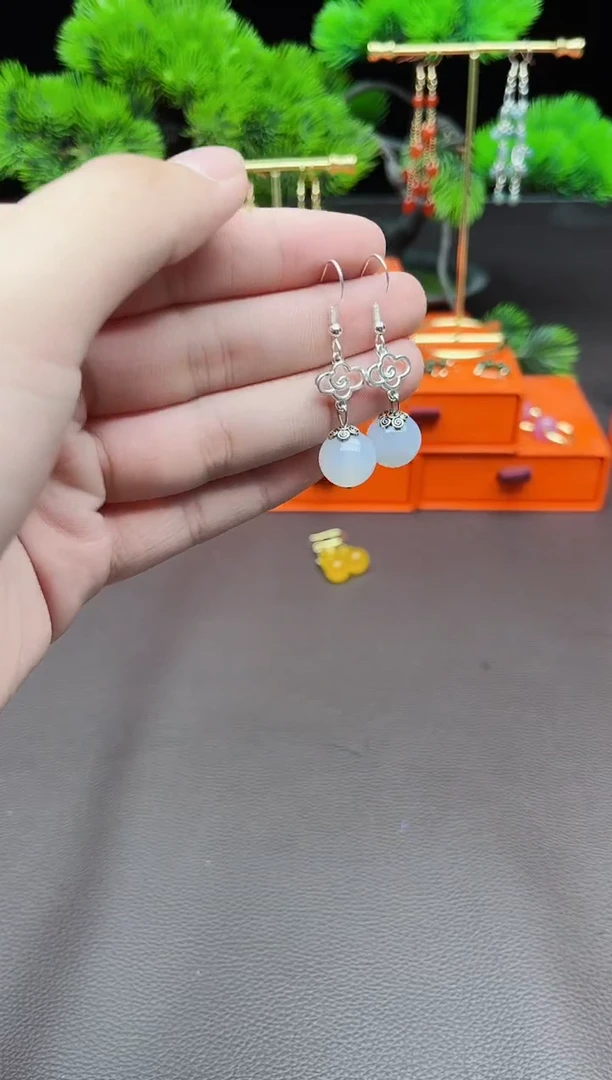 玛瑙/玉髓耳饰银S925镶嵌101