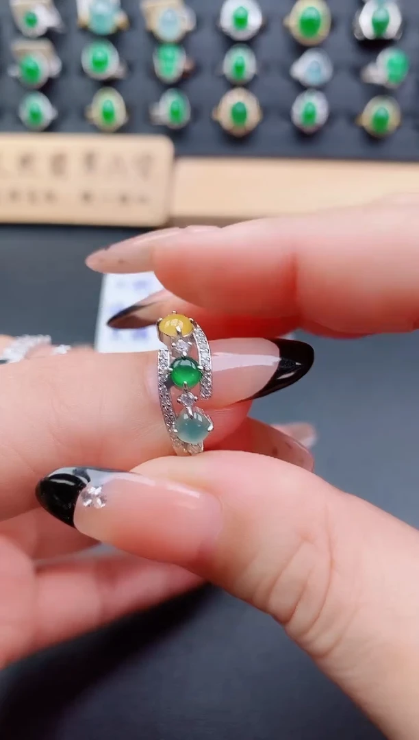 银S925镶嵌戒指翡翠121