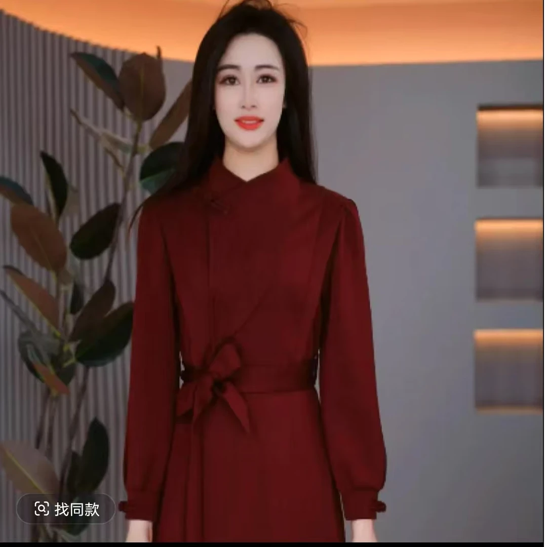 【释上】CH3787新款高级感气质极简立领贵气收腰显瘦连衣裙