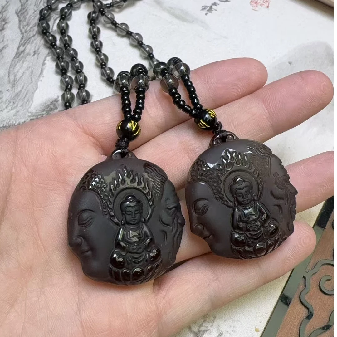 C3289【福嘟嘟珠宝】黑钻晶一念成佛双面佛吊坠-多样性只发一件