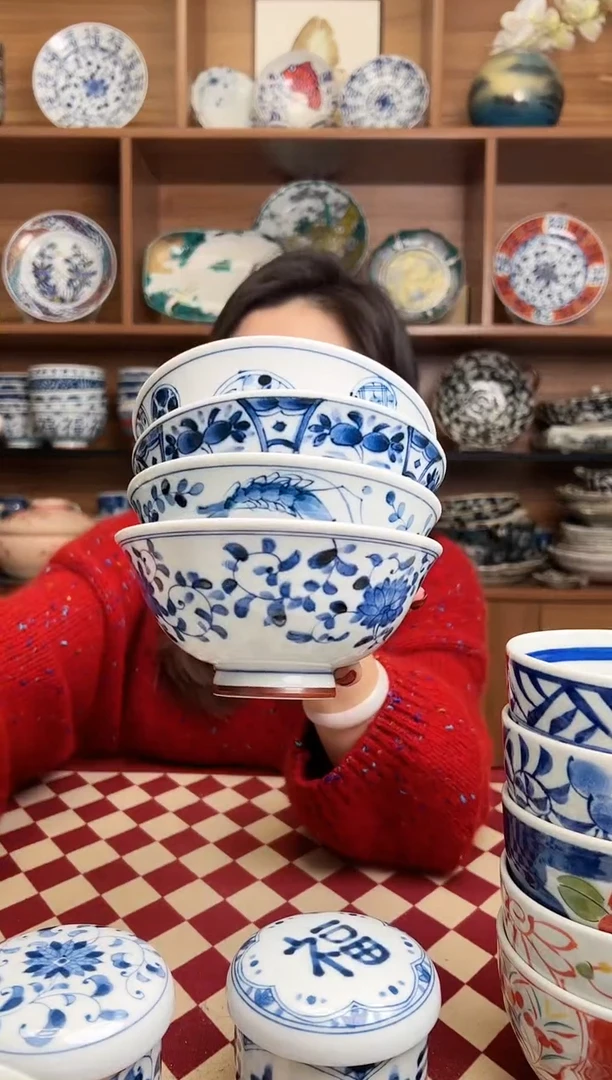 【闪购商品】瓷片蓝凛堂14cm茶渍碗 4只装混搭