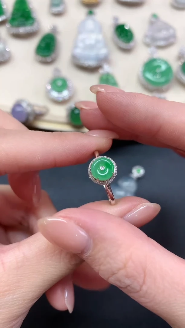 翡翠戒指18K金镶嵌A219|2980