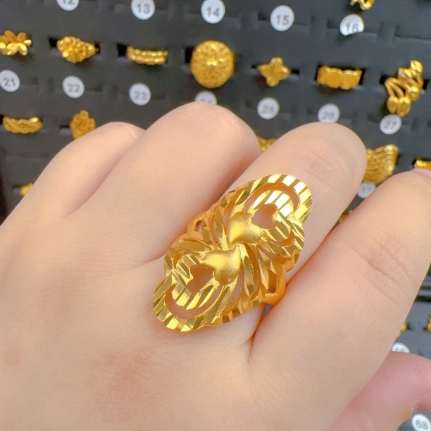 铜合金戒指 时尚简约开口可调节金色戒指107