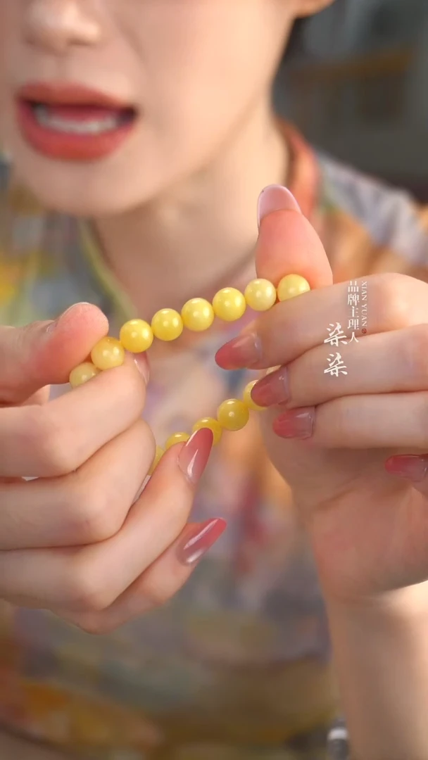 手串蜜蜡未镶嵌白花蜜蜡7mm+单圈手串