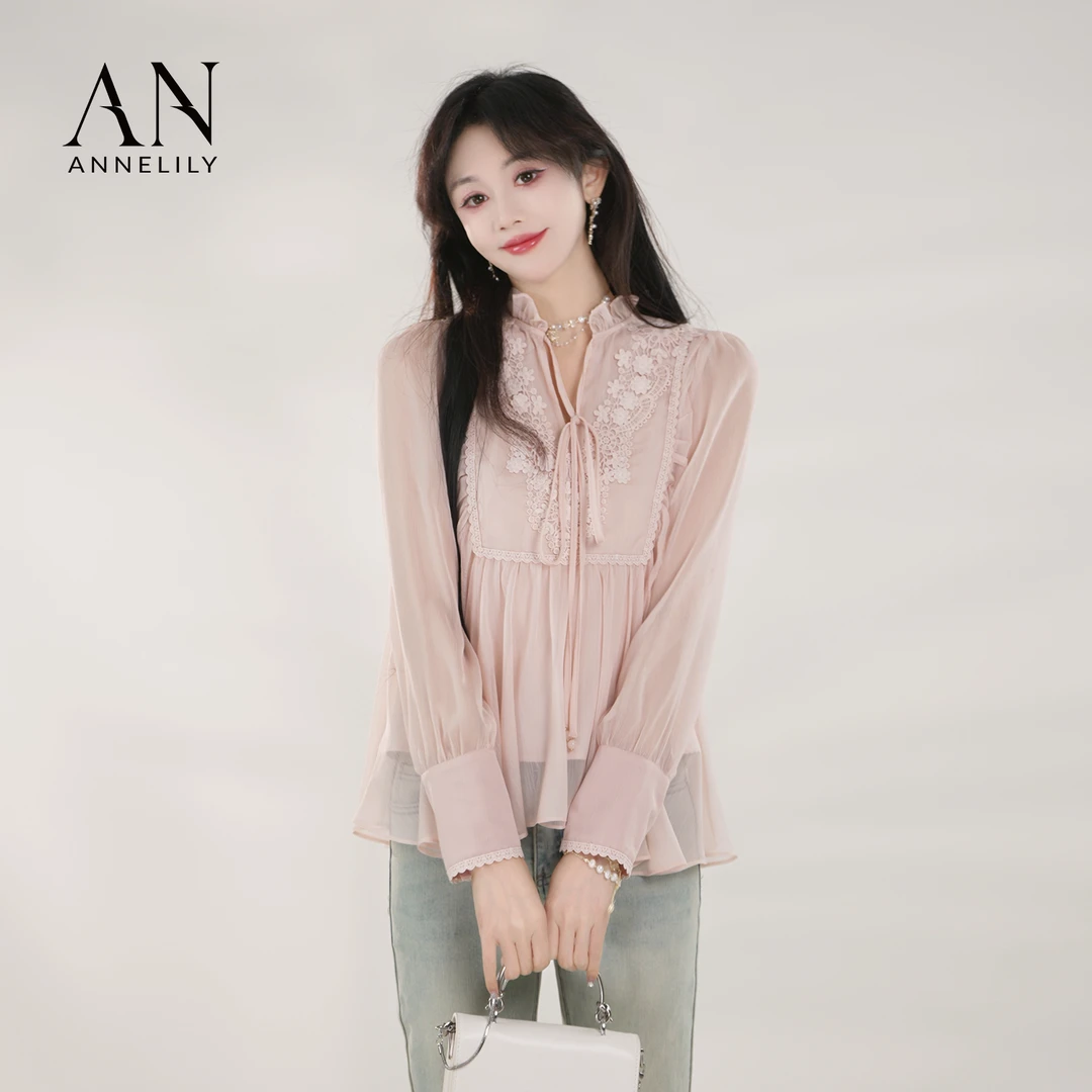 ANNELILY安琪琪【白薇】高级感休闲时尚百搭衬衫AC2504005