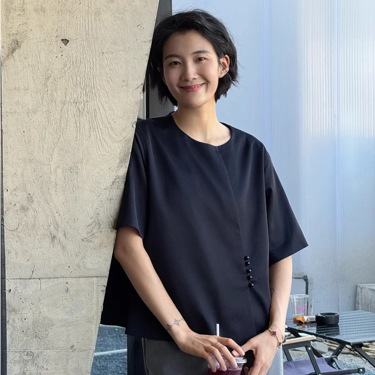 浪清/女装推荐 雷思丽设计感小众洋气衬衫上衣44664#