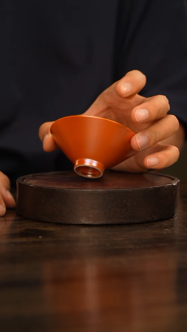 50柴房陶瓷柴烧金红斗笠杯