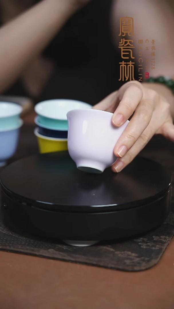 宝瓷林桃粉花神杯