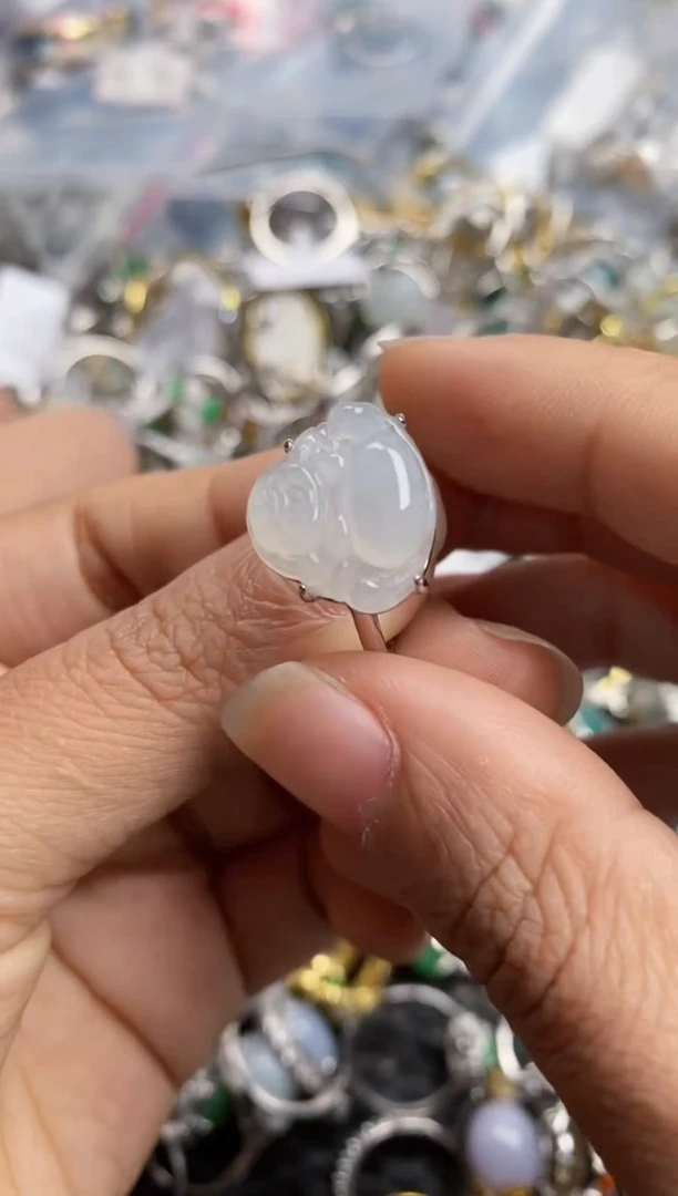 银S925镶嵌戒指翡翠10-10