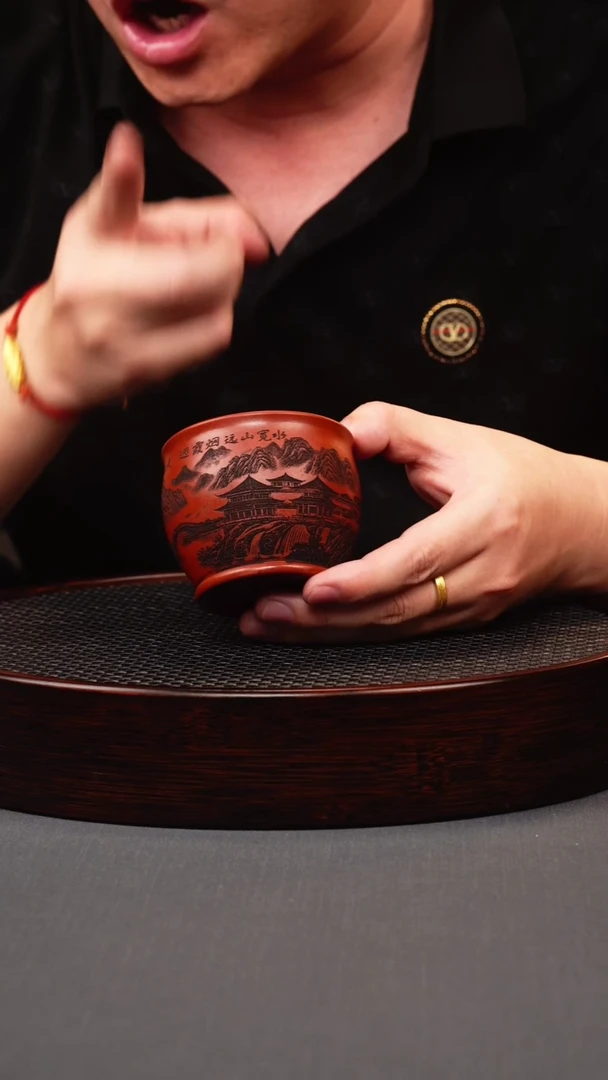 茶壶紫砂红皮龙山水主人杯