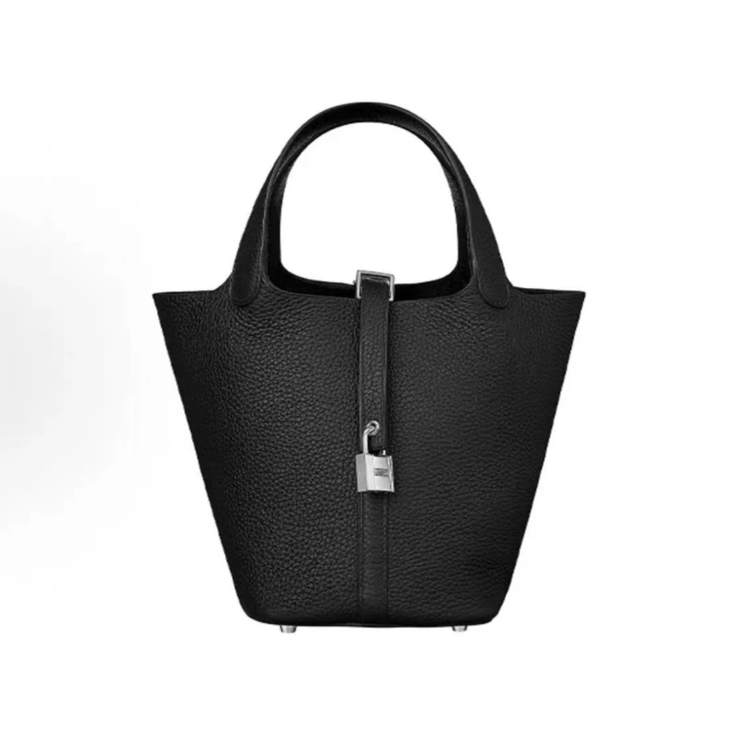 99新 Hermes/爱马仕 爱马仕菜篮子18黑色银扣 C刻 手提包9154012