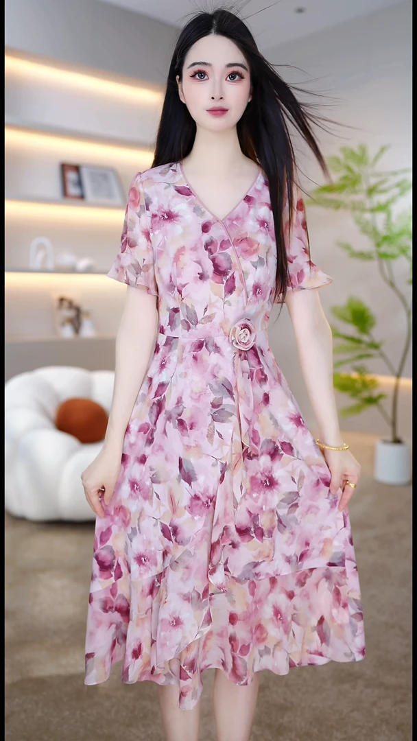 <0B49>2025年夏季新款时尚气质优雅连衣裙中式减龄气质连衣裙