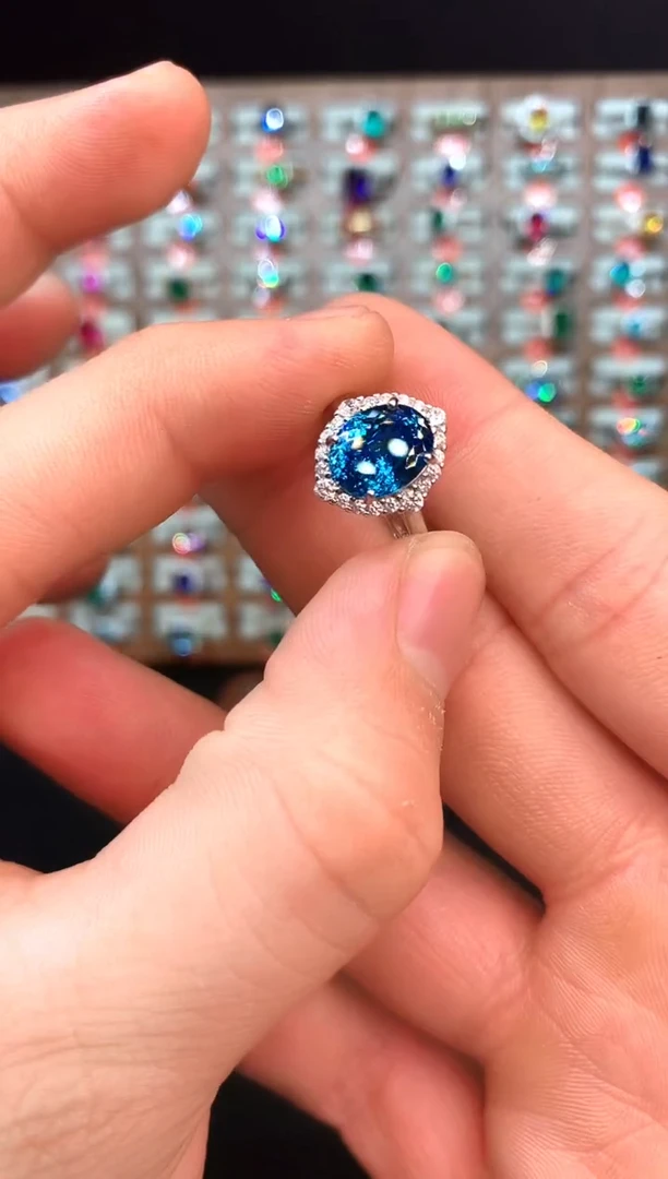 银S925镶嵌戒指帕拉依巴碧玺......