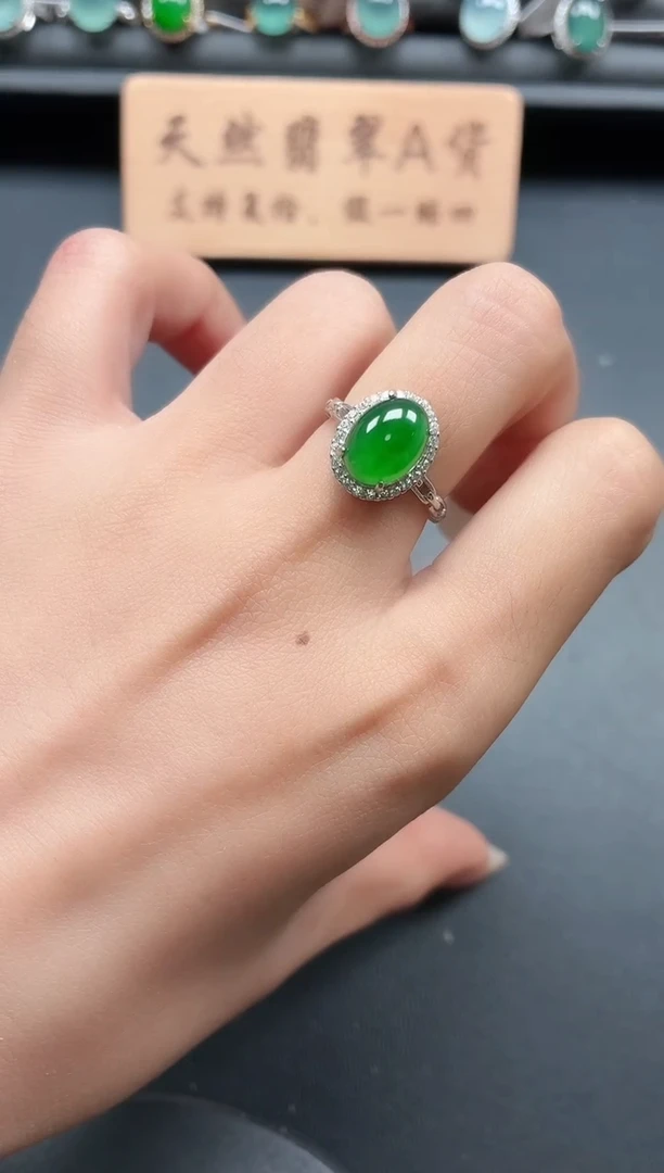 银S925镶嵌戒指翡翠111
