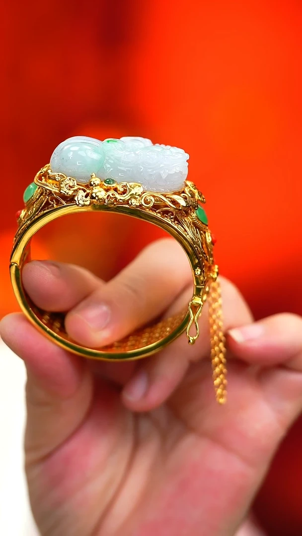 银S925镶嵌手镯翡翠新款