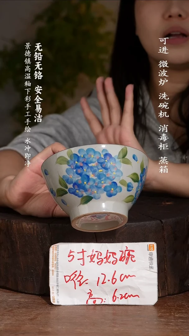 碗陶瓷景德镇高温瓷釉下彩手绘陶瓷