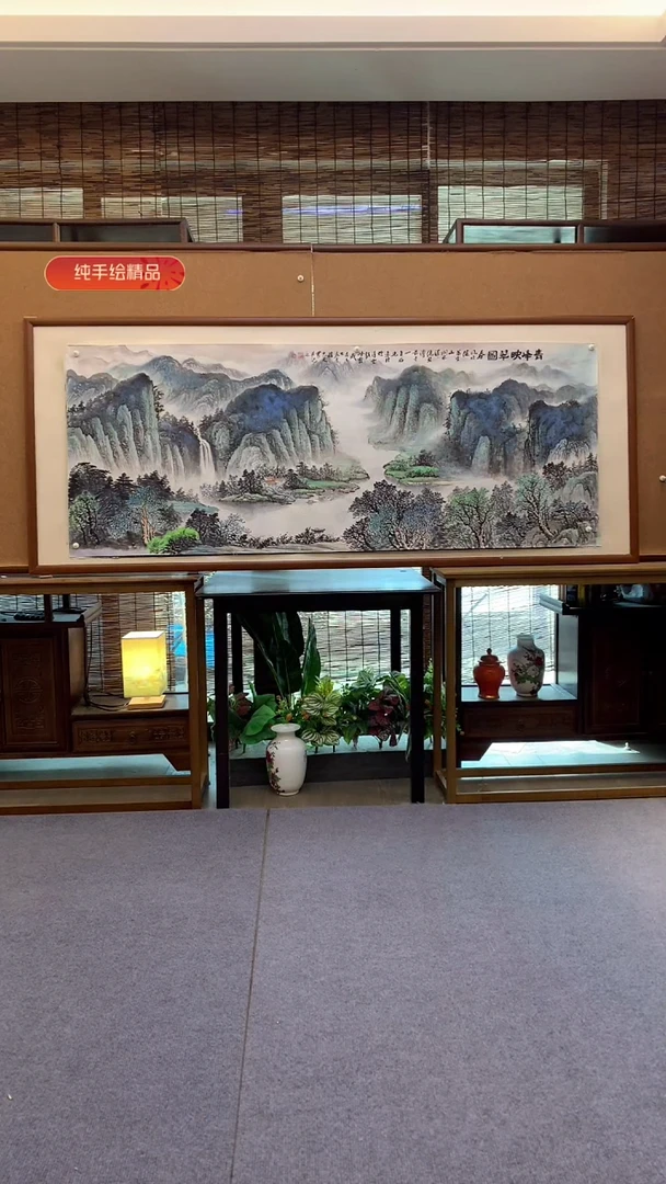 国画小六尺纯实木纯手绘带框装裱205*85cm