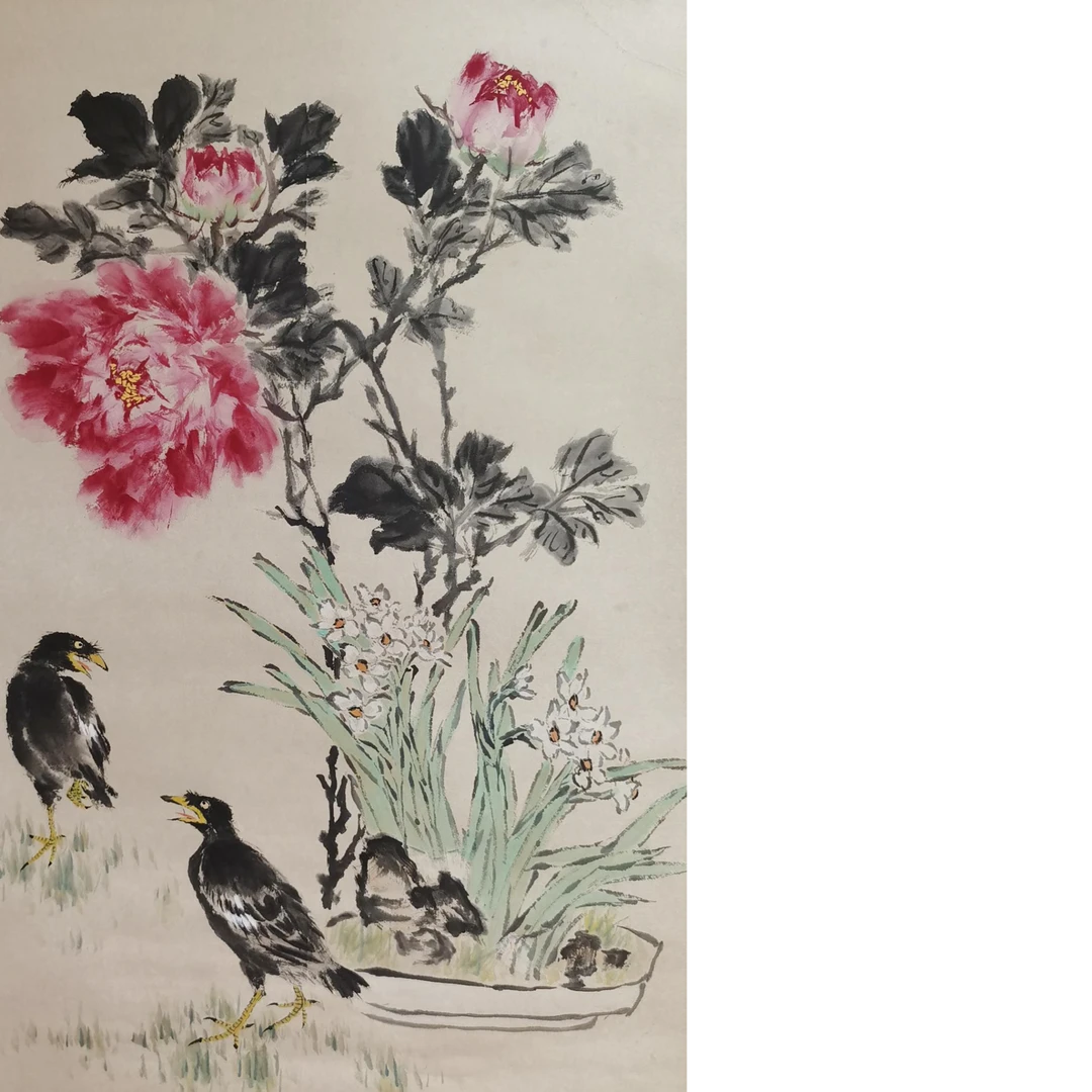 【辽拍】V250709-2-696《花鸟》（2.7平尺）纸本镜片 ws19