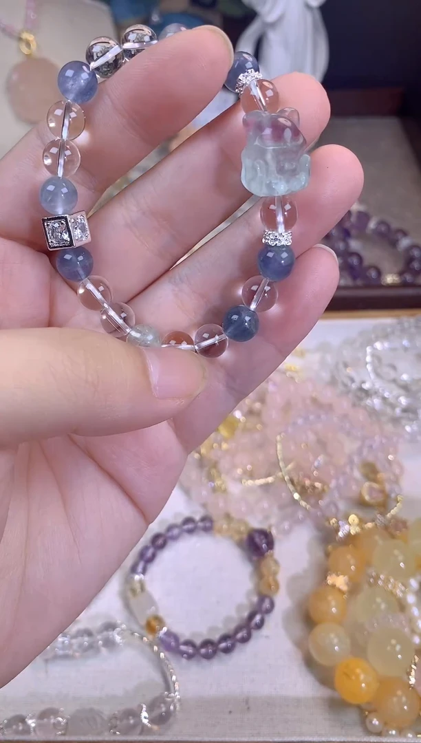 水晶手链合金萤石狐狐