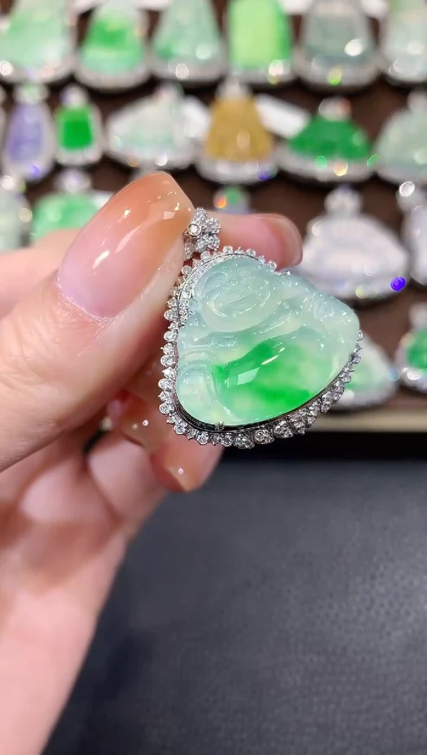 吊坠(不含链)18K金镶嵌翡翠C57