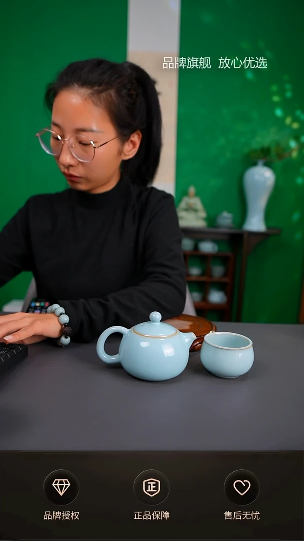 【闪购商品】一级新品天青西施壶 送如意杯