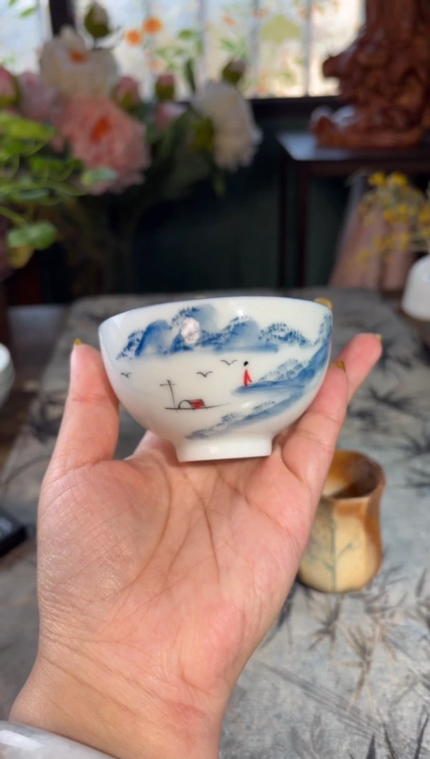 瓷孤品福利青花手绘写意山水