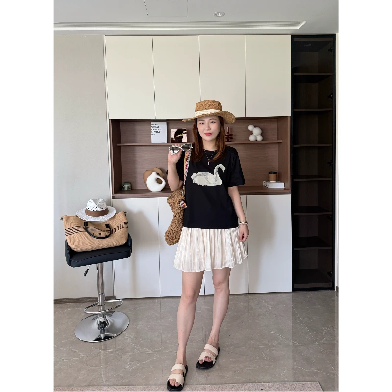 青青·STUDIO〖天鹅T〗夏款定制大码显瘦气质天鹅短袖T恤QS25062