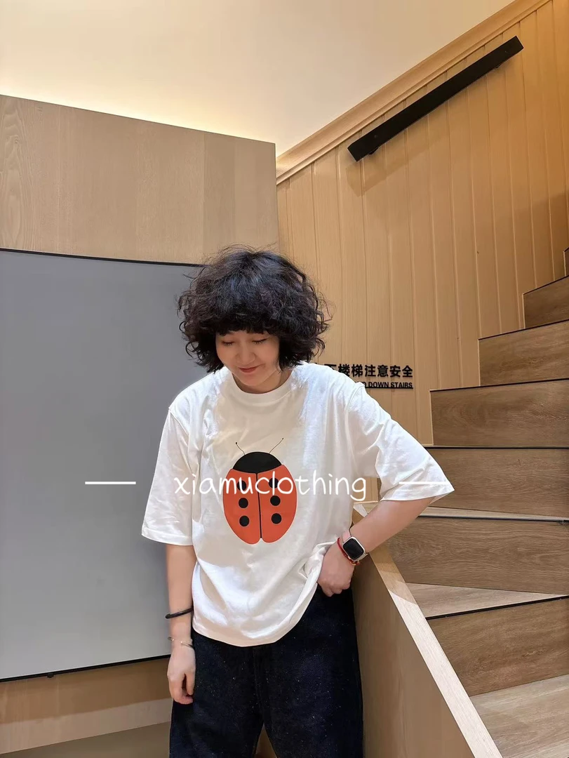 夏沐家百搭卡通图宽松休闲T恤9187