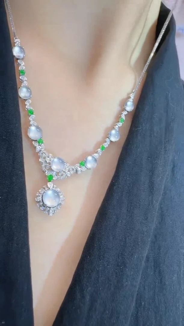 翡翠18K金镶嵌套链多样性团购发一件